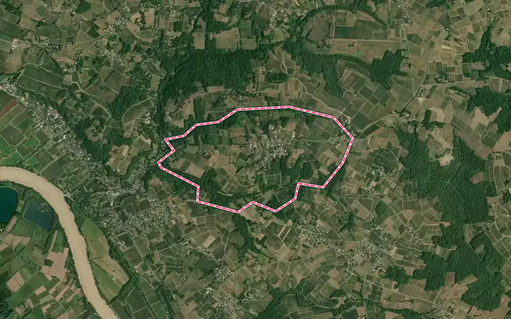 Vue satellite de Villenave-de-Rions avec ses contours administratifs