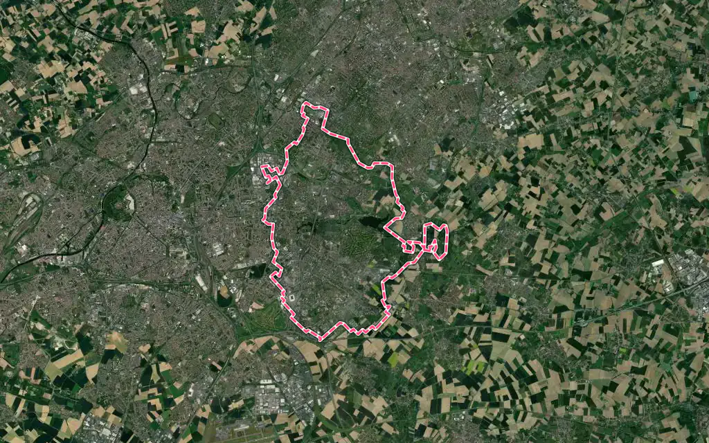Vue satellite de Villeneuve-d'Ascq avec ses contours administratifs