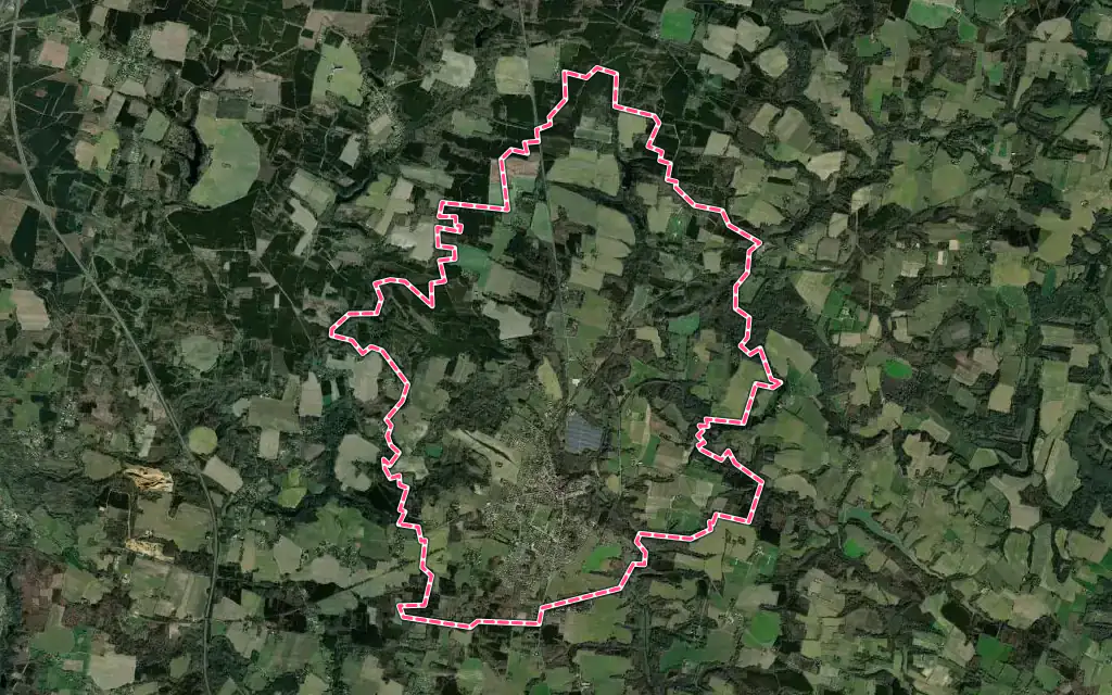 Vue satellite de Villeneuve-de-Marsan avec ses contours administratifs