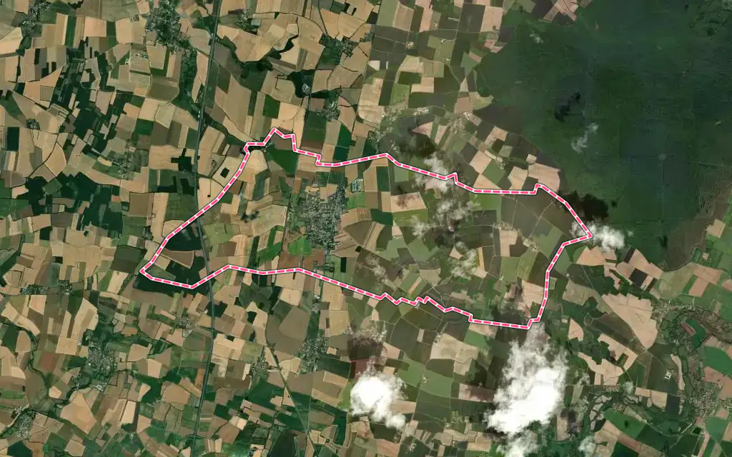 Vue satellite de Villeneuve-la-Comtesse avec ses contours administratifs