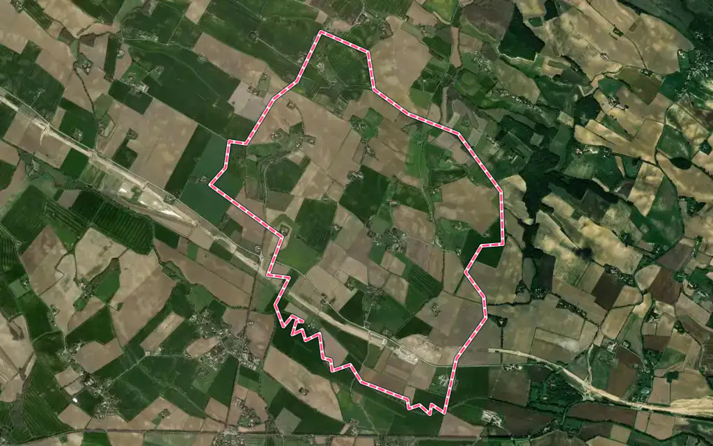 Vue satellite de Villeneuve-lès-Lavaur avec ses contours administratifs