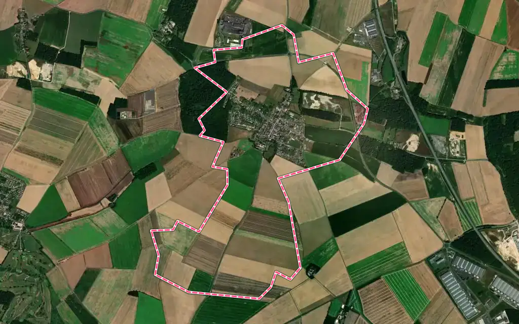 Vue satellite de Villeneuve-les-Sablons avec ses contours administratifs
