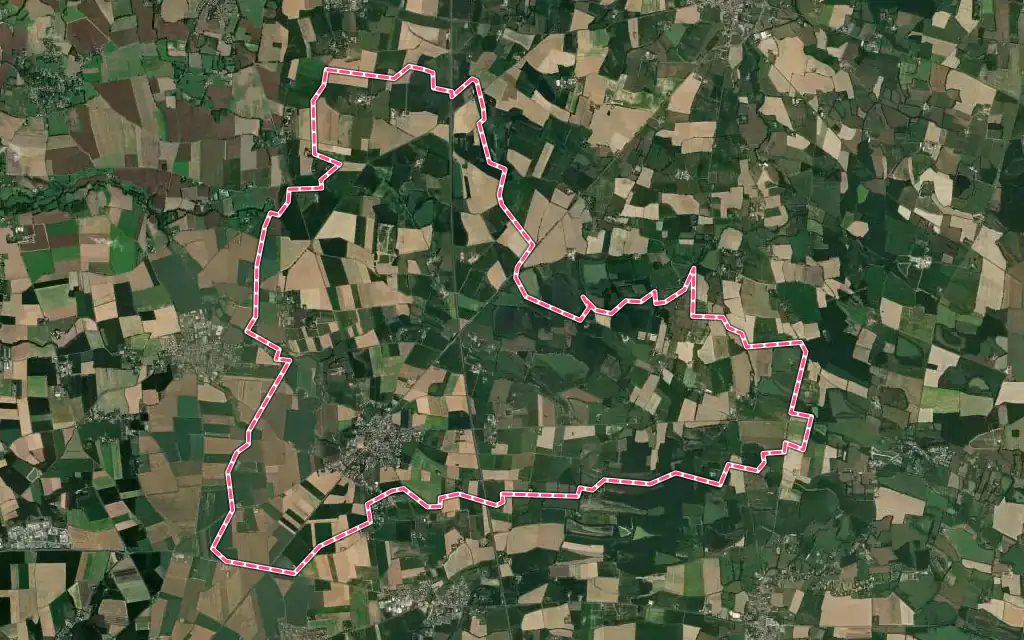Vue satellite de Villeneuve avec ses contours administratifs