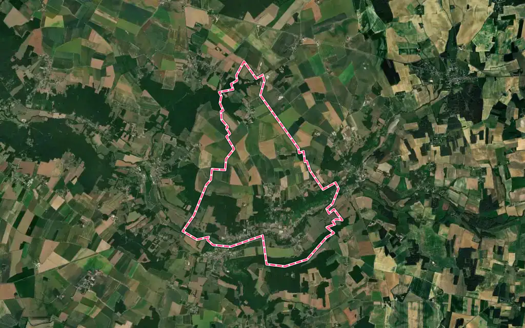 Vue satellite de Villeneuve-sur-Bellot avec ses contours administratifs