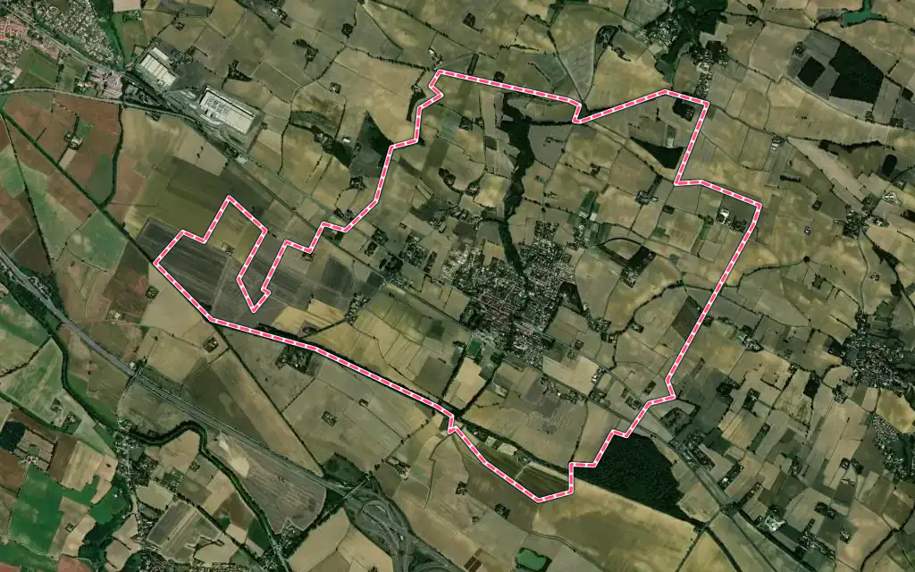 Vue satellite de Villenouvelle avec ses contours administratifs