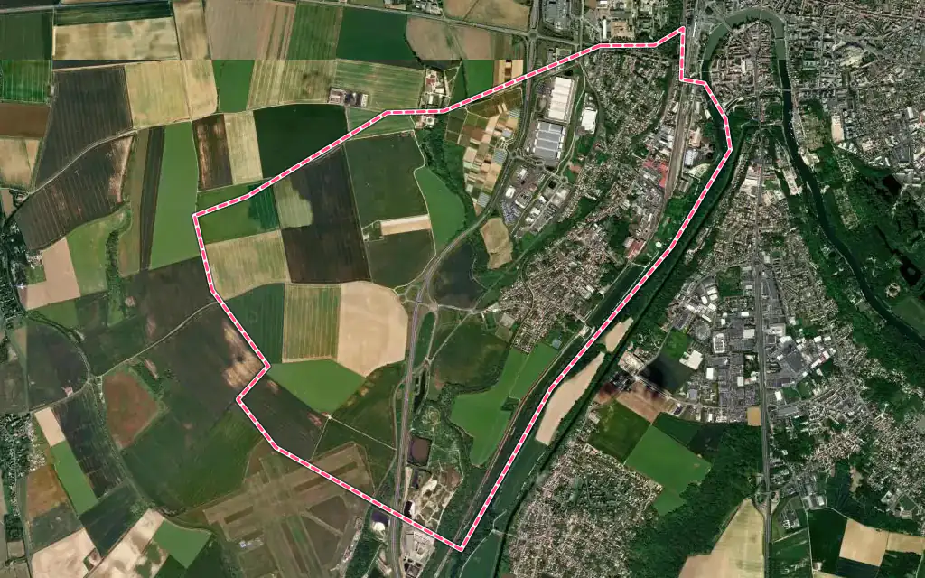 Vue satellite de Villenoy avec ses contours administratifs