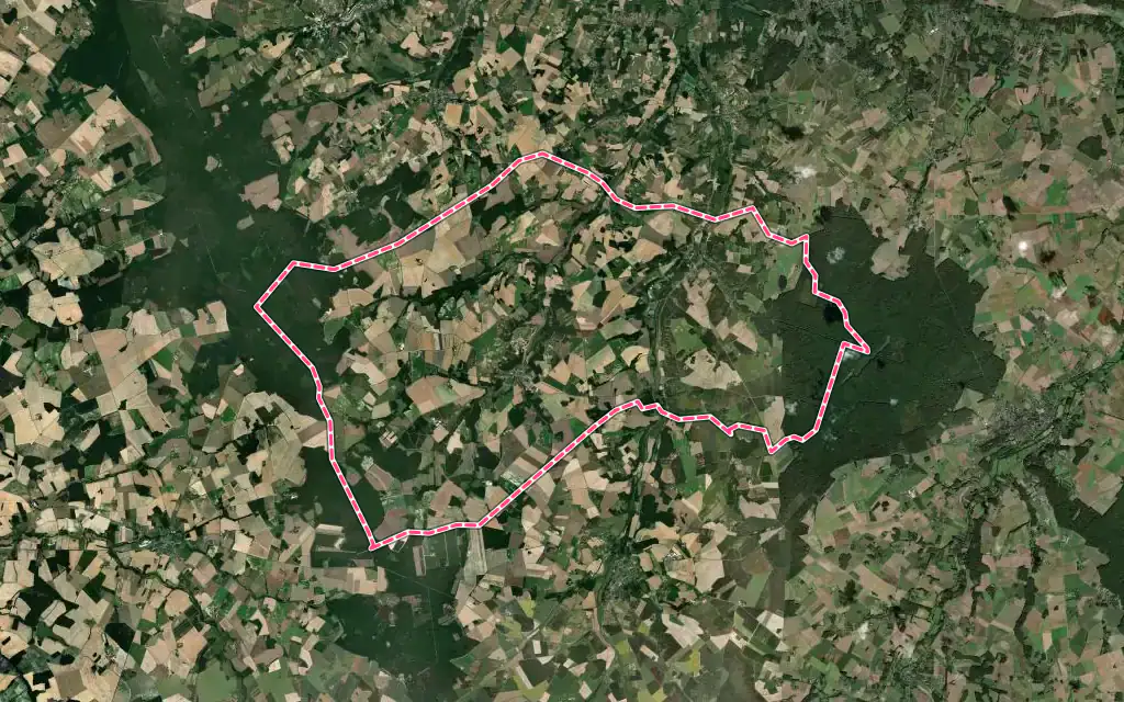 Vue satellite de Villentrois-Faverolles-en-Berry avec ses contours administratifs