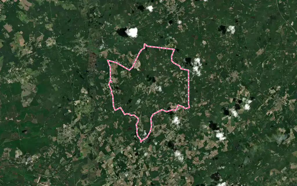 Vue satellite de Villeny avec ses contours administratifs