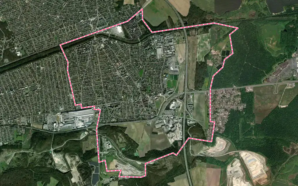Vue satellite de Villeparisis avec ses contours administratifs