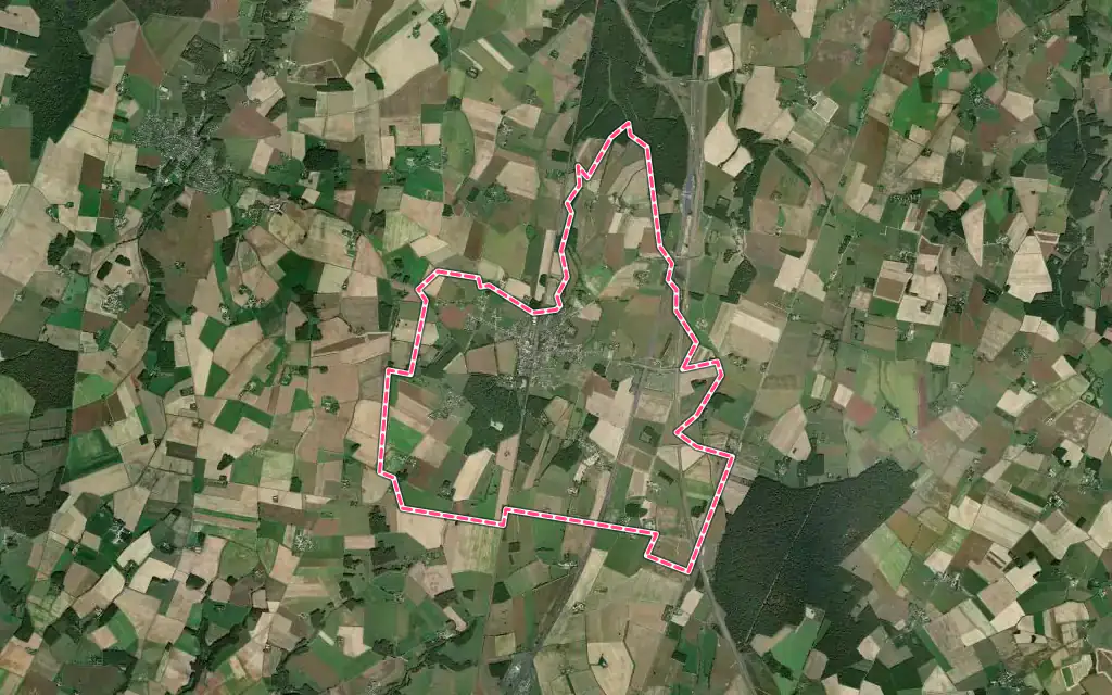 Vue satellite de Villeperdue avec ses contours administratifs