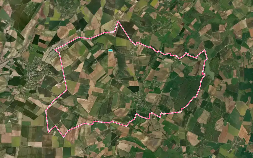Vue satellite de Villequiers avec ses contours administratifs