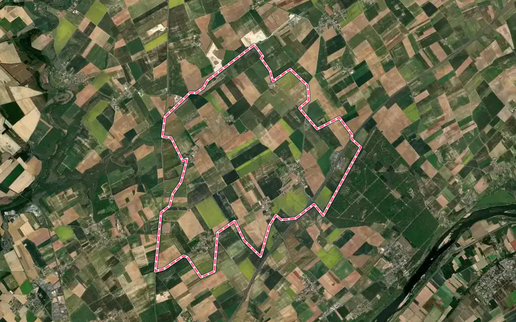 Vue satellite de Villerbon avec ses contours administratifs