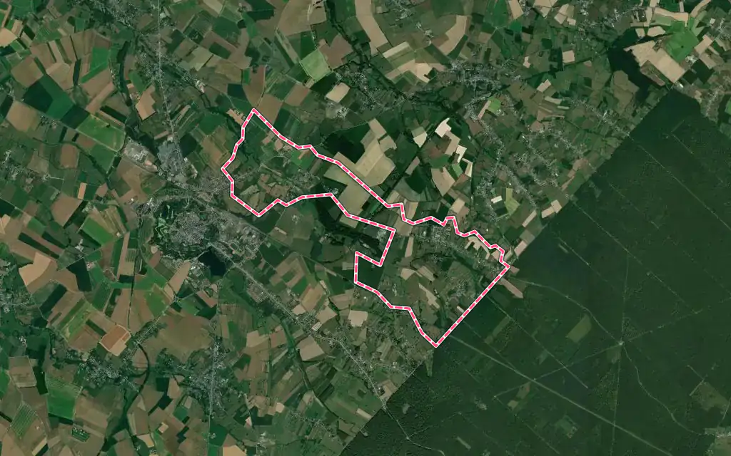 Vue satellite de Villereau avec ses contours administratifs