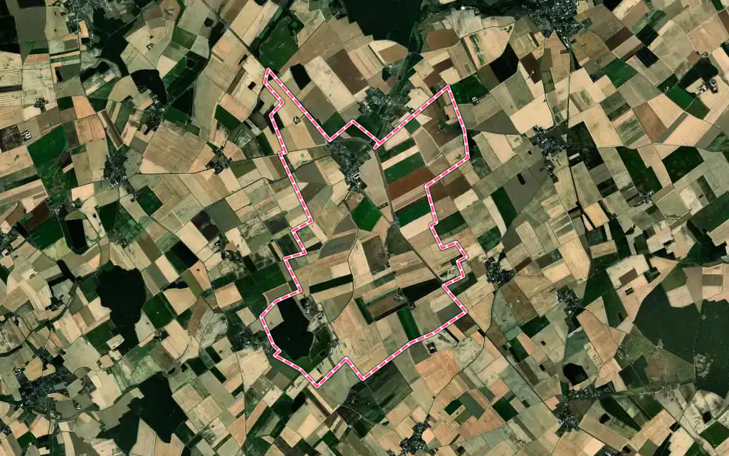 Vue satellite de Villeromain avec ses contours administratifs