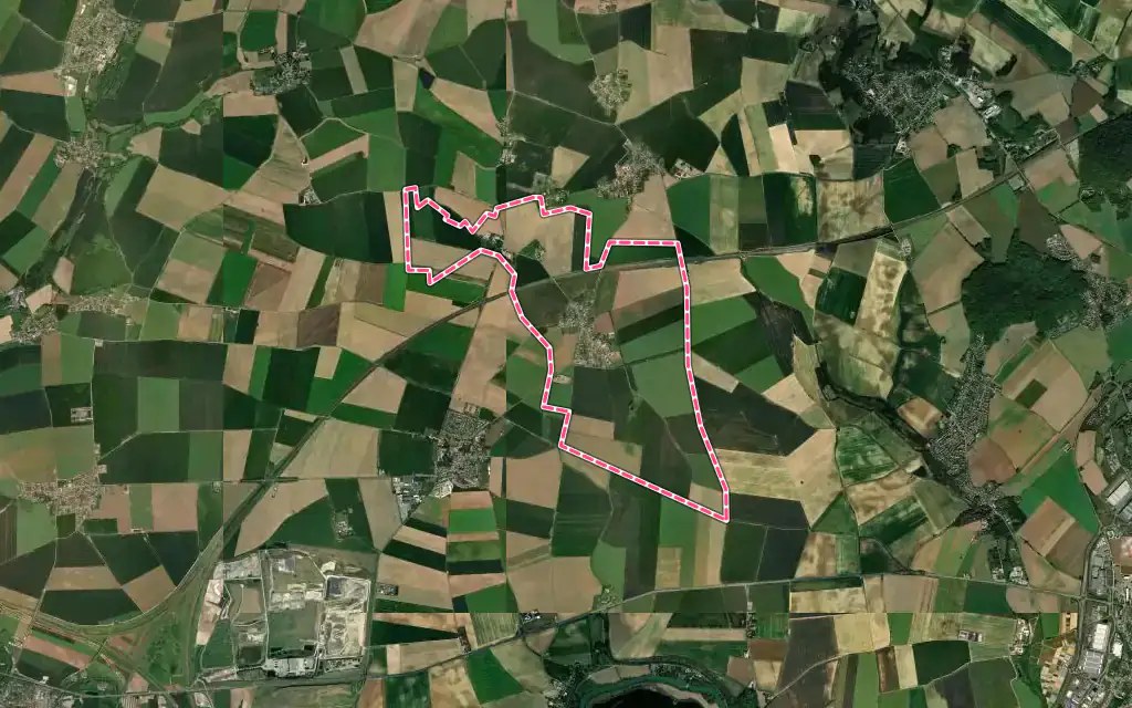 Vue satellite de Villeroy avec ses contours administratifs