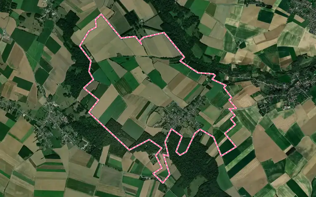 Vue satellite de Villers-au-Bois avec ses contours administratifs