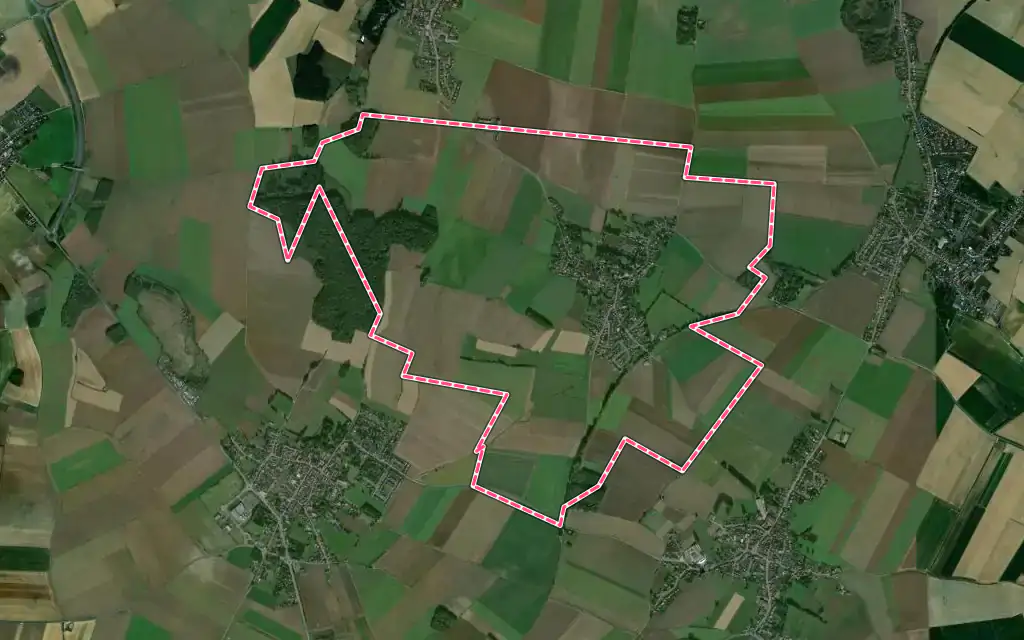 Vue satellite de Villers-au-Tertre avec ses contours administratifs