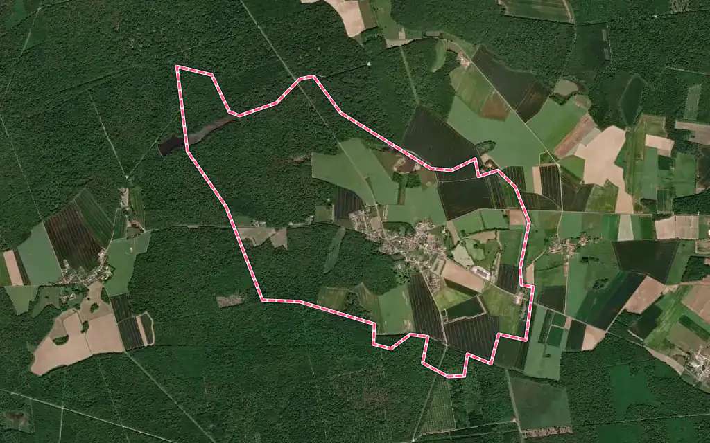 Vue satellite de Villers-aux-Bois avec ses contours administratifs