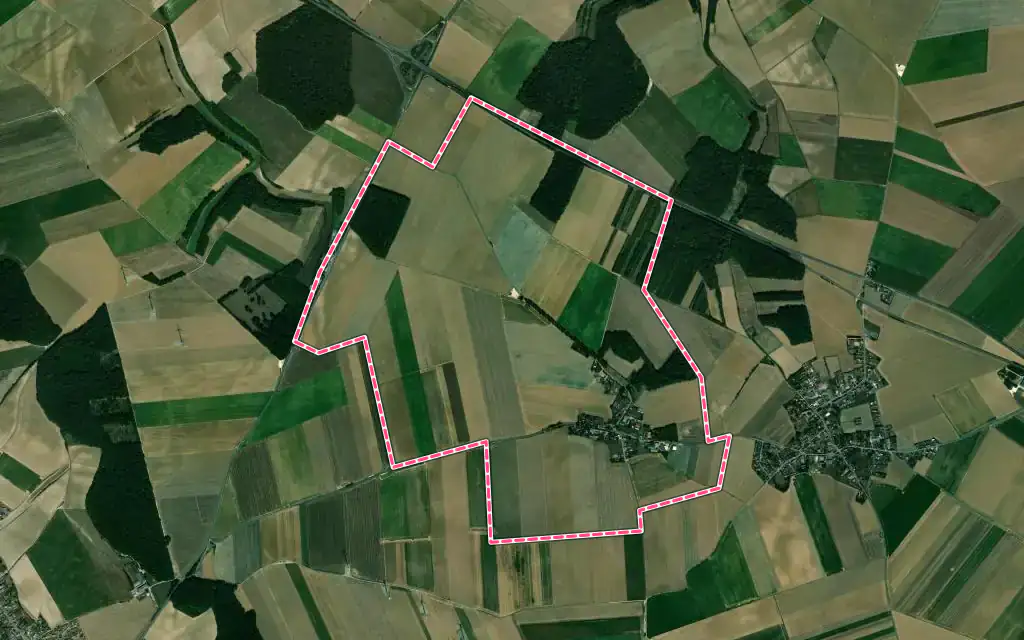 Vue satellite de Villers-aux-Érables avec ses contours administratifs