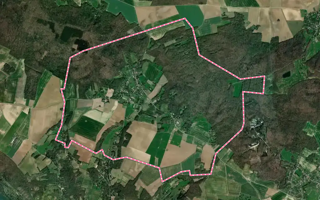 Vue satellite de Villers-en-Arthies avec ses contours administratifs