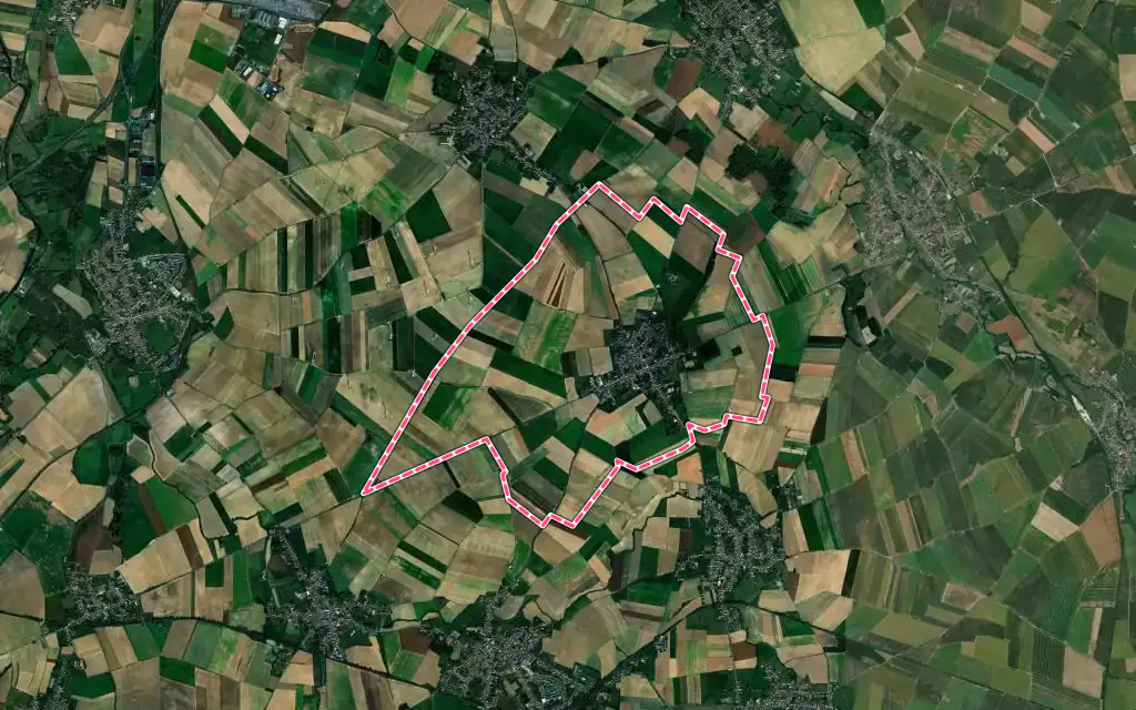 Vue satellite de Villers-en-Cauchies avec ses contours administratifs
