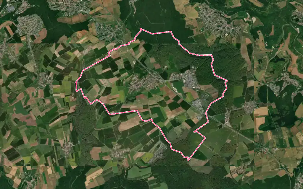 Vue satellite de Villers-la-Montagne avec ses contours administratifs