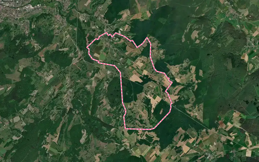 Vue satellite de Villers-le-Sec avec ses contours administratifs