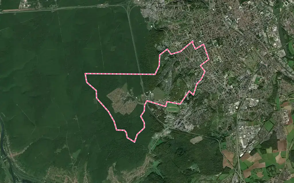 Vue satellite de Villers-lès-Nancy avec ses contours administratifs
