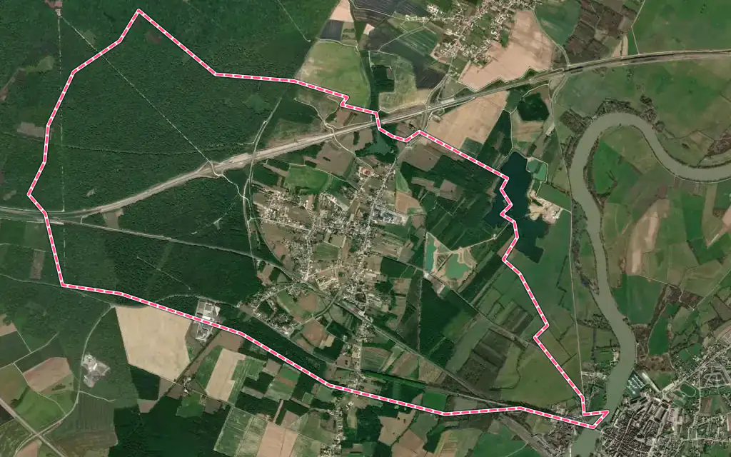 Vue satellite de Villers-les-Pots avec ses contours administratifs