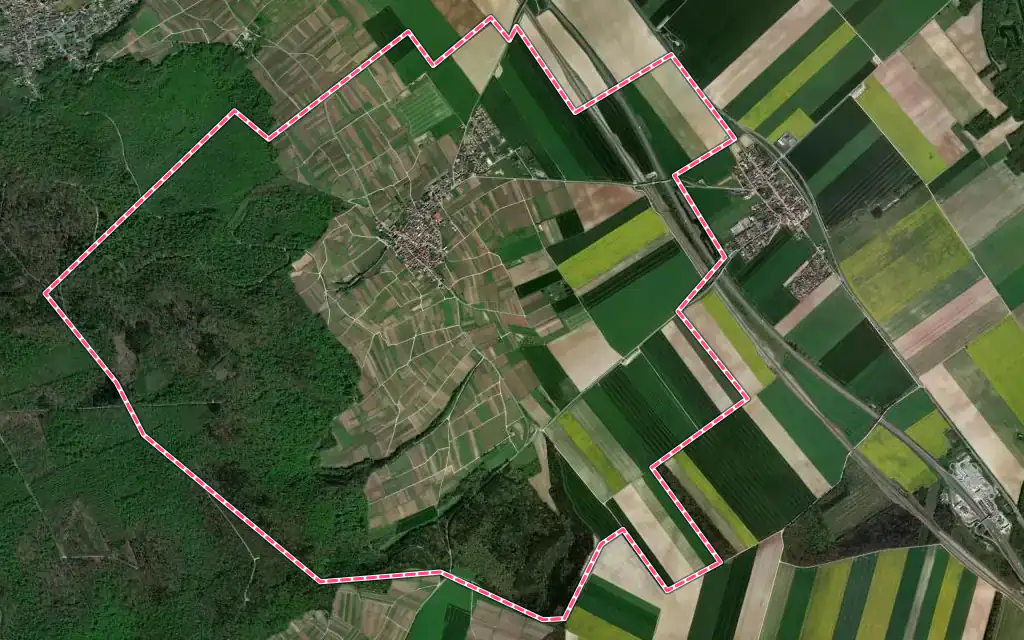 Vue satellite de Villers-Marmery avec ses contours administratifs
