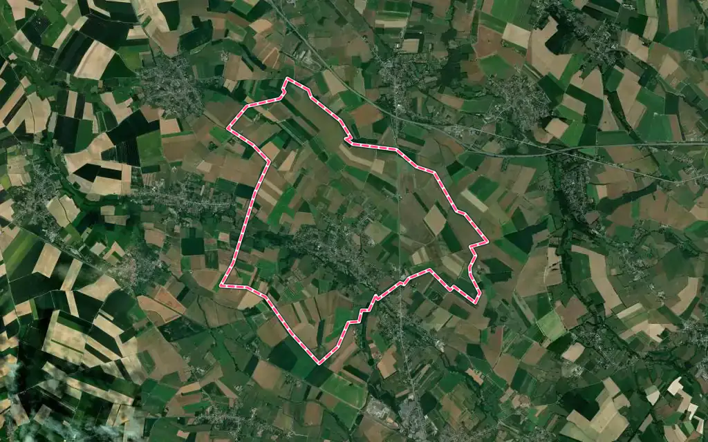 Vue satellite de Villers-Pol avec ses contours administratifs