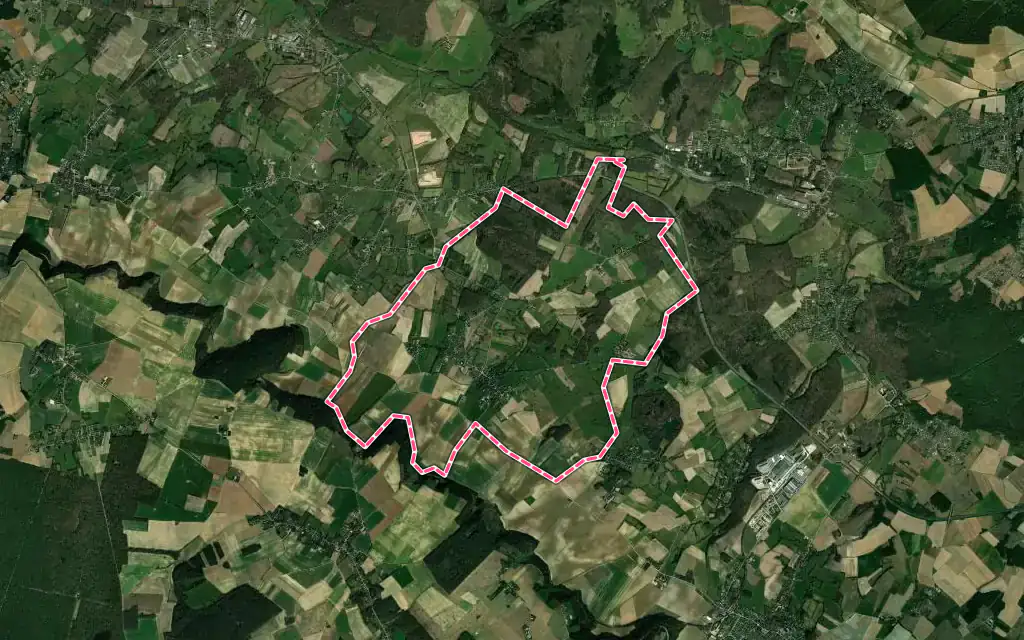 Vue satellite de Villers-Saint-Barthélemy avec ses contours administratifs