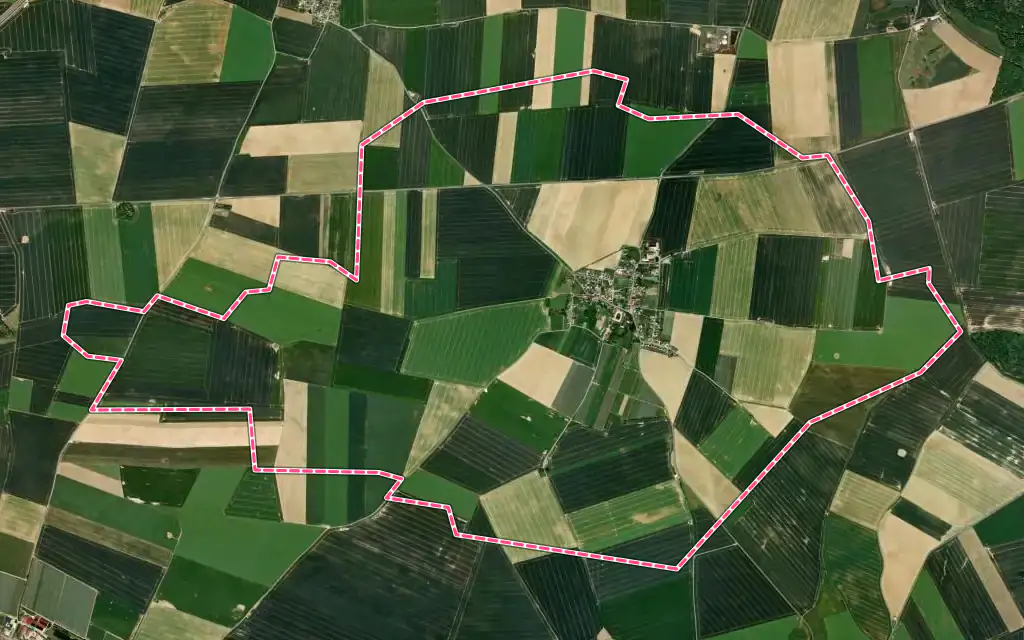 Vue satellite de Villers-Saint-Genest avec ses contours administratifs