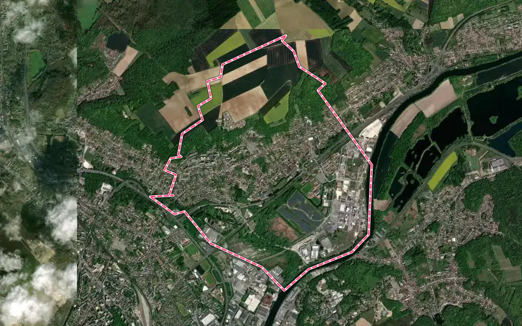 Vue satellite de Villers-Saint-Paul avec ses contours administratifs