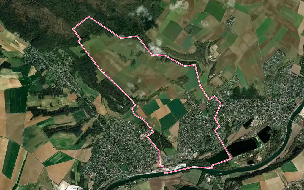 Vue satellite de Villers-sous-Saint-Leu avec ses contours administratifs
