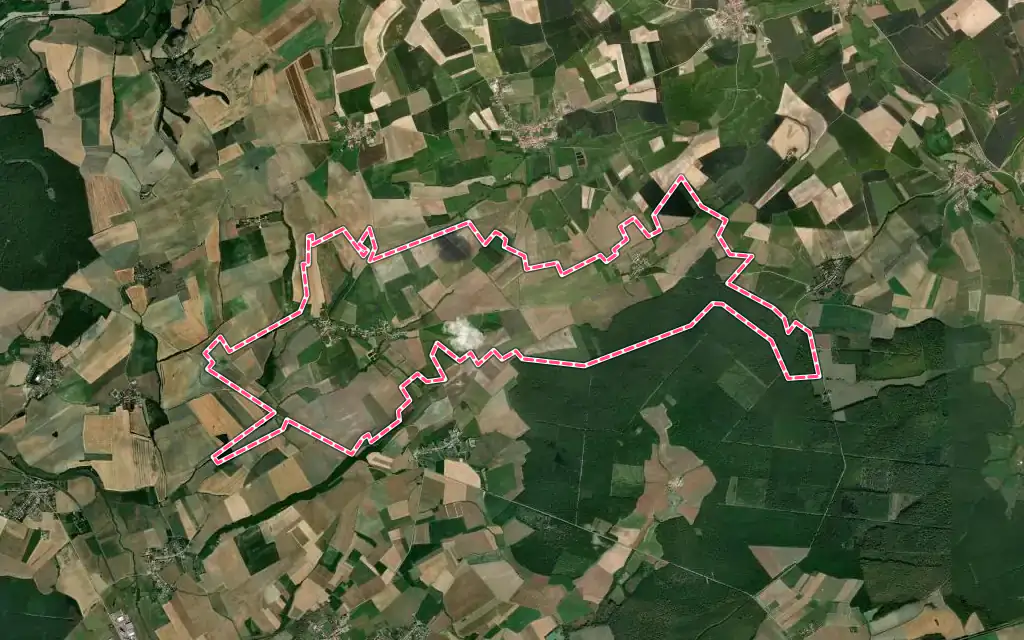 Vue satellite de Villers-Stoncourt avec ses contours administratifs