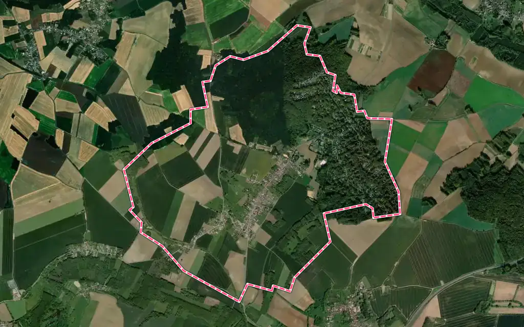 Vue satellite de Villers-sur-Coudun avec ses contours administratifs