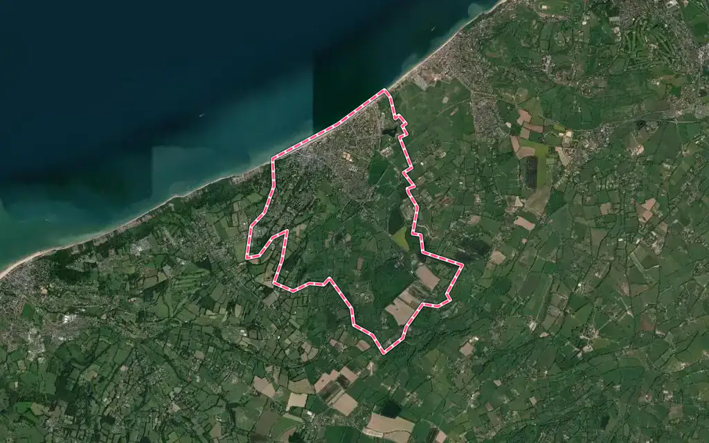 Vue satellite de Villers-sur-Mer avec ses contours administratifs