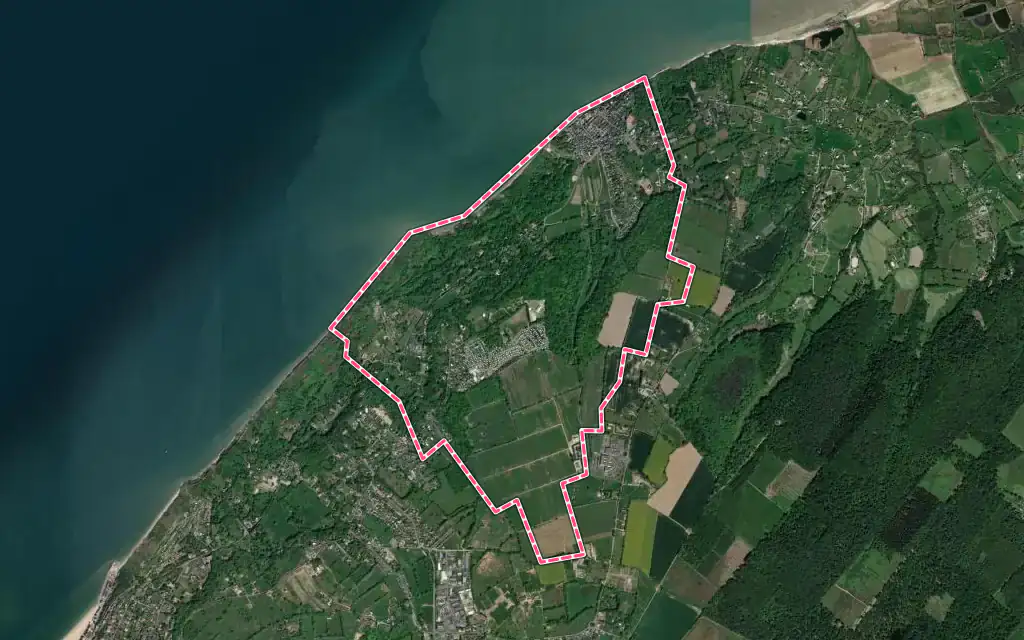 Vue satellite de Villerville avec ses contours administratifs