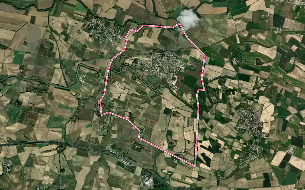 Vue satellite de Villesèquelande avec ses contours administratifs