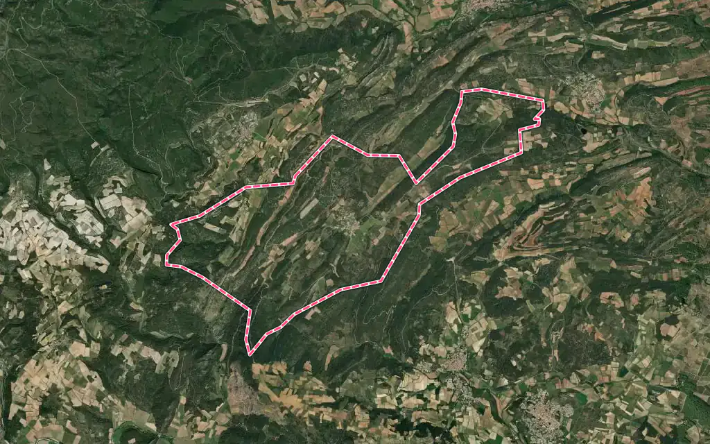 Vue satellite de Villespassans avec ses contours administratifs