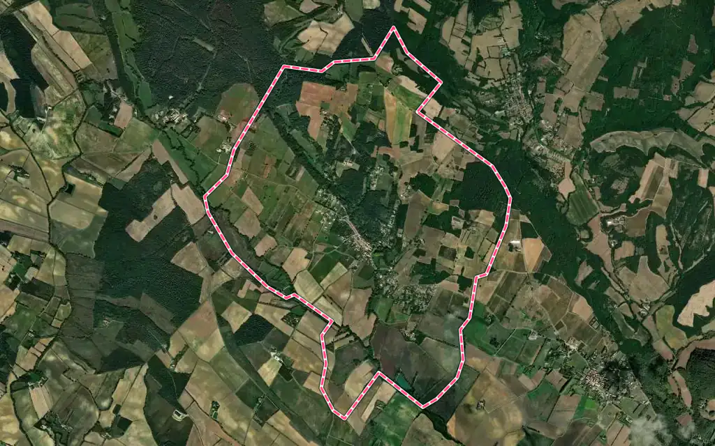 Vue satellite de Villespy avec ses contours administratifs