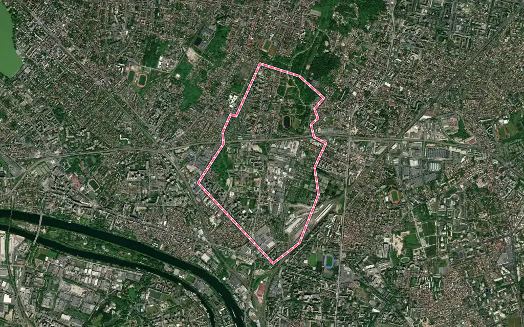 Vue satellite de Villetaneuse avec ses contours administratifs