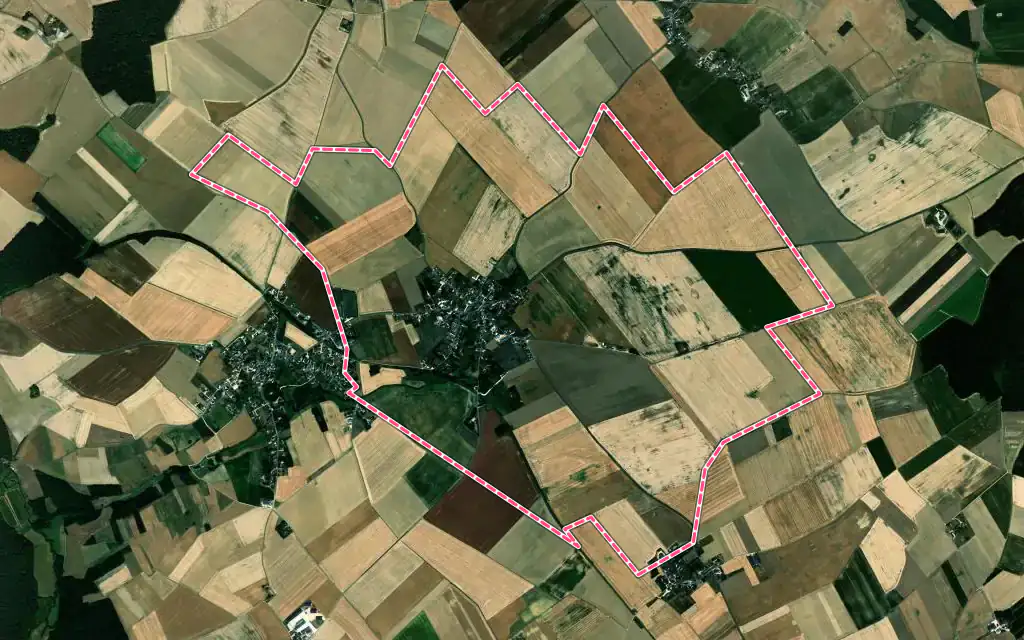 Vue satellite de Villetrun avec ses contours administratifs