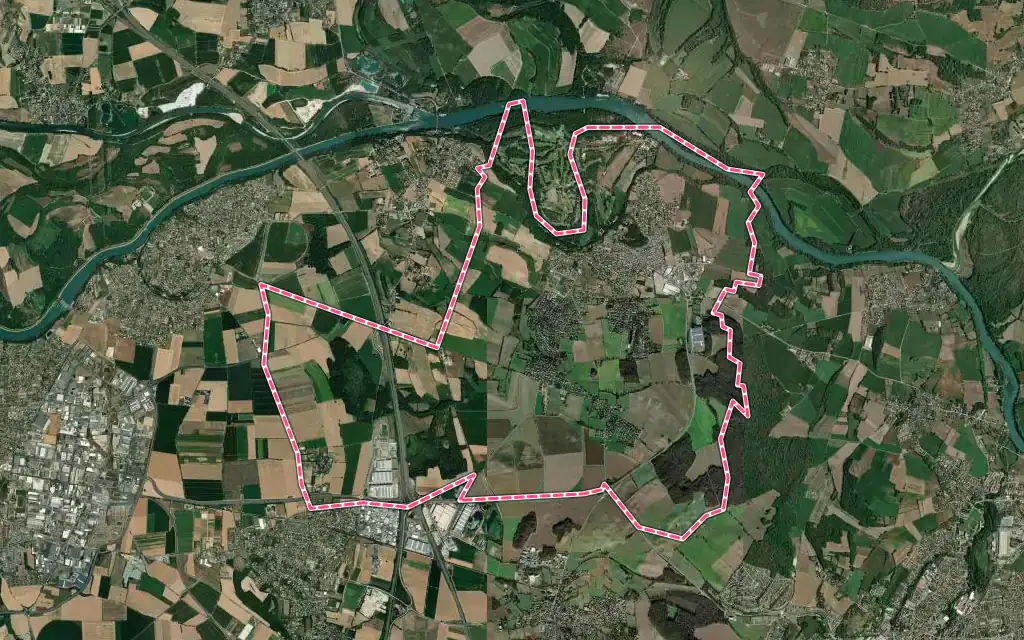 Vue satellite de Villette-d'Anthon avec ses contours administratifs