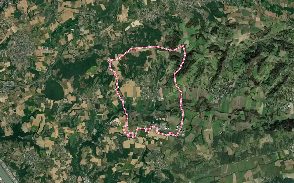 Vue satellite de Villette-de-Vienne avec ses contours administratifs