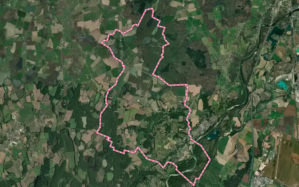 Vue satellite de Villette-sur-Ain avec ses contours administratifs