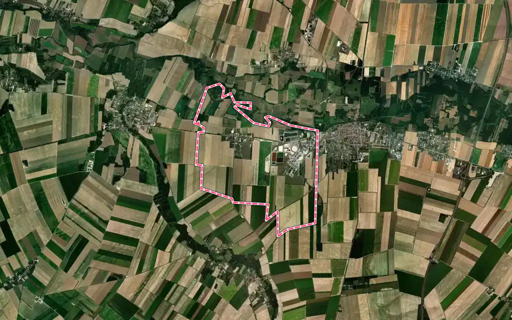 Vue satellite de Villette-sur-Aube avec ses contours administratifs