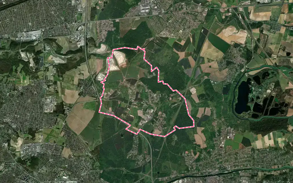 Vue satellite de Villevaudé avec ses contours administratifs