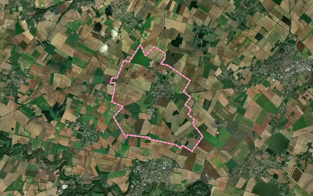 Vue satellite de Villiers avec ses contours administratifs